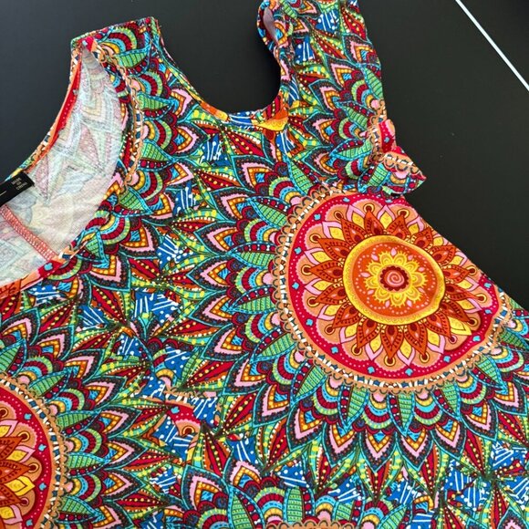 🔥 4 for $20 DEAL 🔥 Boho Mandala Cold Shoulder Dress (M) - Picture 5 of 9